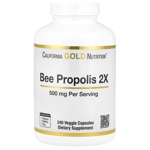 California Gold Nutrition, Bee Propolis 2X, Concentrated Extract, 500 mg, 240 Veggie Capsules - Mumzar