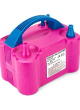 Electric balloon pump inflator, rose-pink housing with two cone nozzles