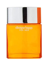CLINIQUE Happy eau de toilette bottle with orange liquid and silver cap