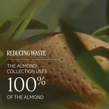 Almond fruit with reducing waste label graphic and percentage statement