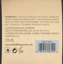 Eau de parfum box back label with ingredients list and barcode
