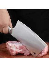 Heavy-duty meat cleaver knife with rectangular blade and corner hole