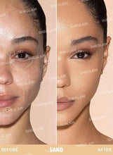 Concealer results on face, side-by-side before and after panels