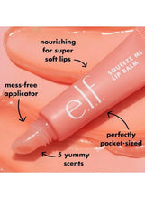 Lip balm squeeze tube with illustrated feature arrows and brand text