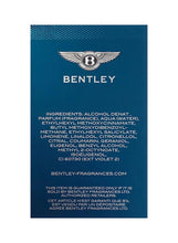 Blue product box back panel with Bentley wing logo and ingredients list