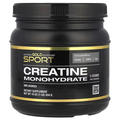 California Gold Nutrition Sport Creatine Monohydrate – Unflavoured Powder 453g, 1kg, 5g Sachet & 750mg 240 Veggie Capsules | Strength, Energy & Performance Support