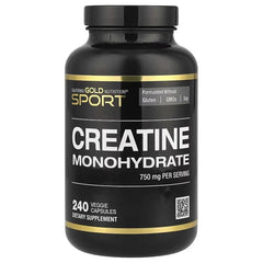 California Gold Nutrition Sport Creatine Monohydrate – Unflavoured Powder 453g, 1kg, 5g Sachet & 750mg 240 Veggie Capsules | Strength, Energy & Performance Support
