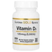 Vitamin D3 supplement bottle front label with 90 fish gelatin softgels