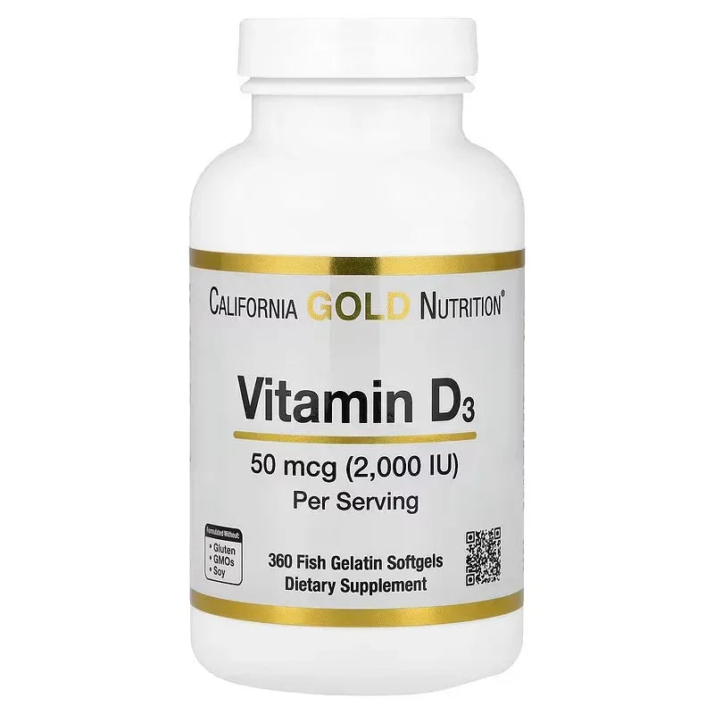 California Gold Nutrition Vitamin D3 2000 IU (50 mcg) – 90 & 360 Fish Gelatin Softgels | Bone, Immune & Muscle Support