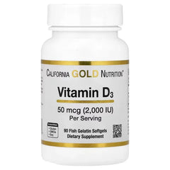 California Gold Nutrition Vitamin D3 2000 IU (50 mcg) – 90 & 360 Fish Gelatin Softgels | Bone, Immune & Muscle Support