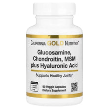 California Gold Nutrition glucosamine supplement bottle, 60 veggie capsules label