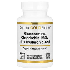 California Gold Nutrition Glucosamine Chondroitin MSM + Hyaluronic Acid – 60 & 120 Veg Capsules | Joint Support & Mobility Formula