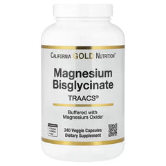 California Gold Nutrition، مغنيسيوم بيسجلايسينات كيلات 100 ملجم – Albion TRAACS® 240 كبسولة نباتية | يدعم العضلات والأعصاب والنوم