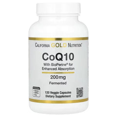 California Gold Nutrition CoQ10 بتركيز 200 ملغ مع BioPerine® – 120 و 360 كبسولة نباتية | دعم صحة القلب والطاقة ومضادات الأكسدة