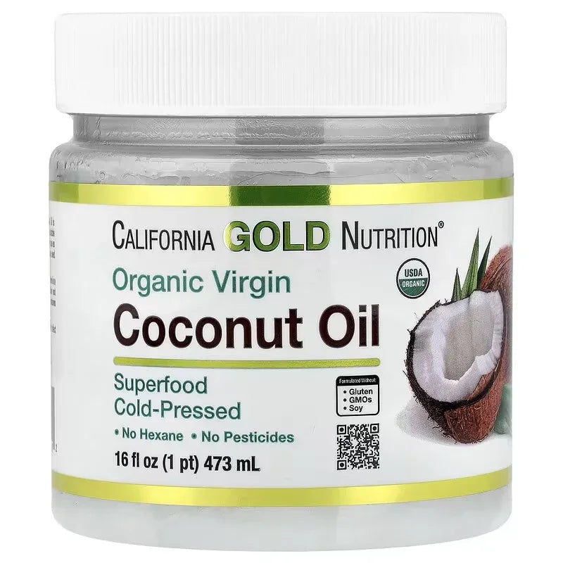 California Gold Nutrition Organic Virgin Coconut Oil – Cold Pressed, 16 fl oz & 54 fl oz | Pure, Unrefined Superfood Oil