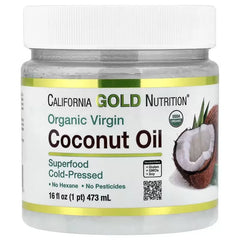 California Gold Nutrition Organic Virgin Coconut Oil – Cold Pressed, 16 fl oz & 54 fl oz | Pure, Unrefined Superfood Oil