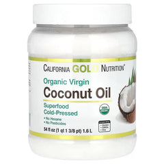 California Gold Nutrition Organic Virgin Coconut Oil – Cold Pressed, 16 fl oz & 54 fl oz | Pure, Unrefined Superfood Oil
