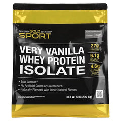 California Gold Nutrition Sport Whey Protein Isolate Very Vanilla – 2 lb & 5 lb | High Protein, Muscle Recovery & Lean Muscle Support