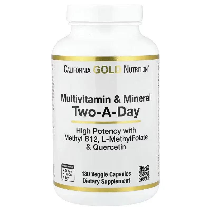 Multivitamin & mineral supplement bottle, Two-A-Day, 180 veggie capsules
