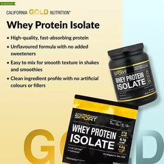 California Gold Nutrition Sport Whey Protein Isolate – Unflavoured 1 lb & 5 lb | High Protein, Muscle Recovery & Lean Muscle Support