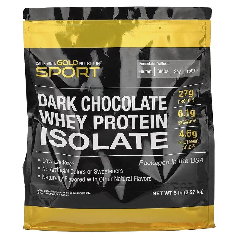 California Gold Nutrition Sport Whey Protein Isolate Dark Chocolate – 2 lb & 5 lb | بروتين عالي، تعافي العضلات ودعم العضلات الخالية من الدهون