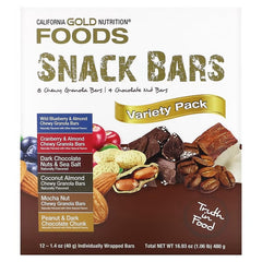 California Gold Nutrition Foods Chewy Granola & Snack Bars – Assorted Flavors, 12 Bars (40g Each)