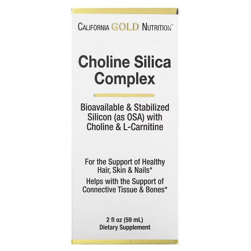 California Gold Nutrition Choline Silica Complex – Stabilised Silicon with Choline & L-Carnitine – 30 ml & 59 ml