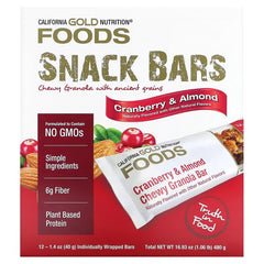 California Gold Nutrition Foods Chewy Granola & Snack Bars – Assorted Flavors, 12 Bars (40g Each)