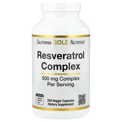 California Gold Nutrition Resveratrol Complex – Grape Seed & Red Wine Extract with trans-Resveratrol – 60 & 250 Veggie Capsules