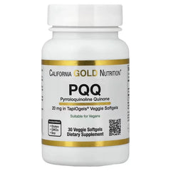 California Gold Nutrition PQQ 20 mg – Cellular Energy & Antioxidant Support – 30 & 90 Veggie Softgels