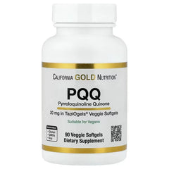 California Gold Nutrition PQQ 20 mg – Cellular Energy & Antioxidant Support – 30 & 90 Veggie Softgels