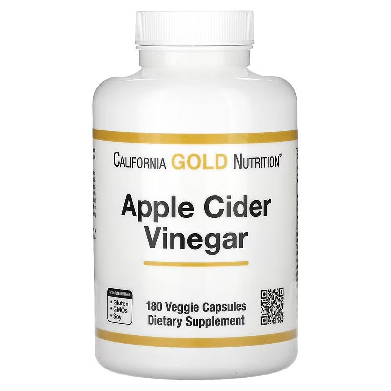 California Gold Nutrition Apple Cider Vinegar 450 mg – Digestive Support – 60 & 180 Veggie Capsules