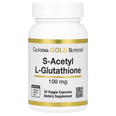 California Gold Nutrition S-Acetyl L-Glutathione 100 ملجم – مضاد للأكسدة وداعم للخلايا – 30 و 120 كبسولة نباتية
