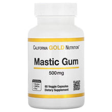 Mastic gum supplement bottle, California Gold Nutrition, 500 mg, 60 veggie capsules.