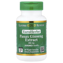 EuroHerbs Panax Ginseng extract supplement bottle with green label and white cap