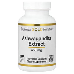 California Gold Nutrition Ashwagandha 450 mg & 500 mg – Stress & Wellness Support – 120 & 180 Veg Capsules