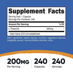 Nutricost L-Theanine 200 mg Capsules – Stress Support & Relaxation Supplement