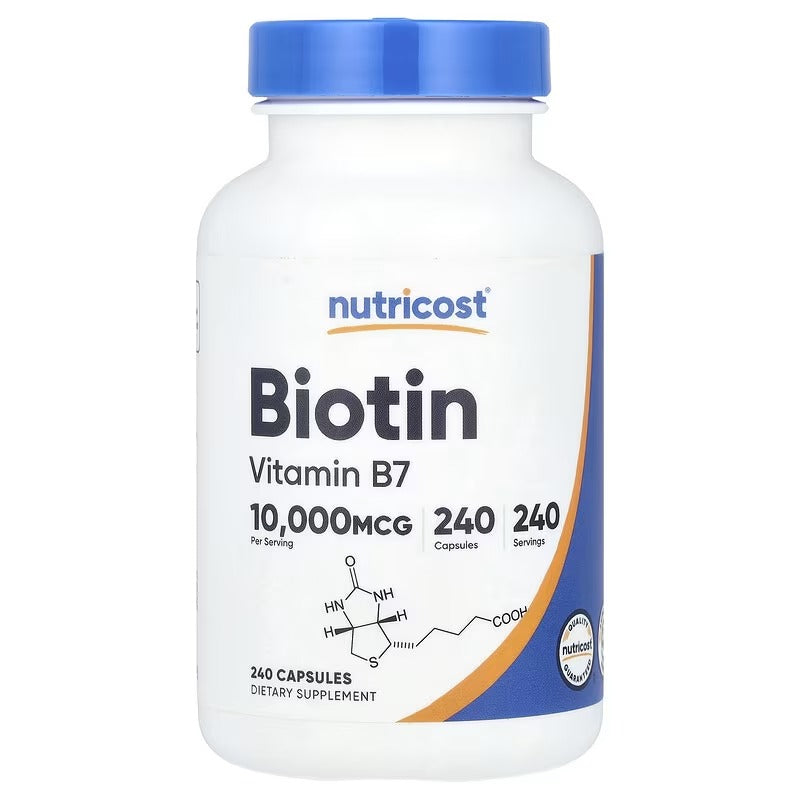 Nutricost Biotin 10,000 mcg Capsules – Hair, Skin & Nail Support Supplement