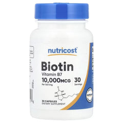 Nutricost Biotin 10,000 mcg Capsules – Hair, Skin & Nail Support Supplement