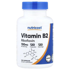 Nutricost Vitamin B2 Capsules – Riboflavin Energy & Wellness Support Supplement