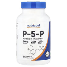 Nutricost P-5-P vitamin B6 capsules bottle with blue cap, 100 mg front label