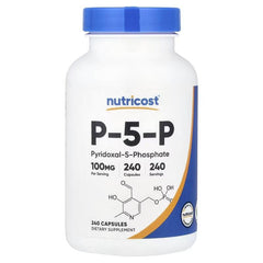 Nutricost P-5-P 100 mg capsules bottle with blue cap and front label