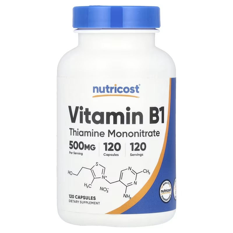 Nutricost Vitamin B1 Capsules – Thiamine Energy & Wellness Support Supplement