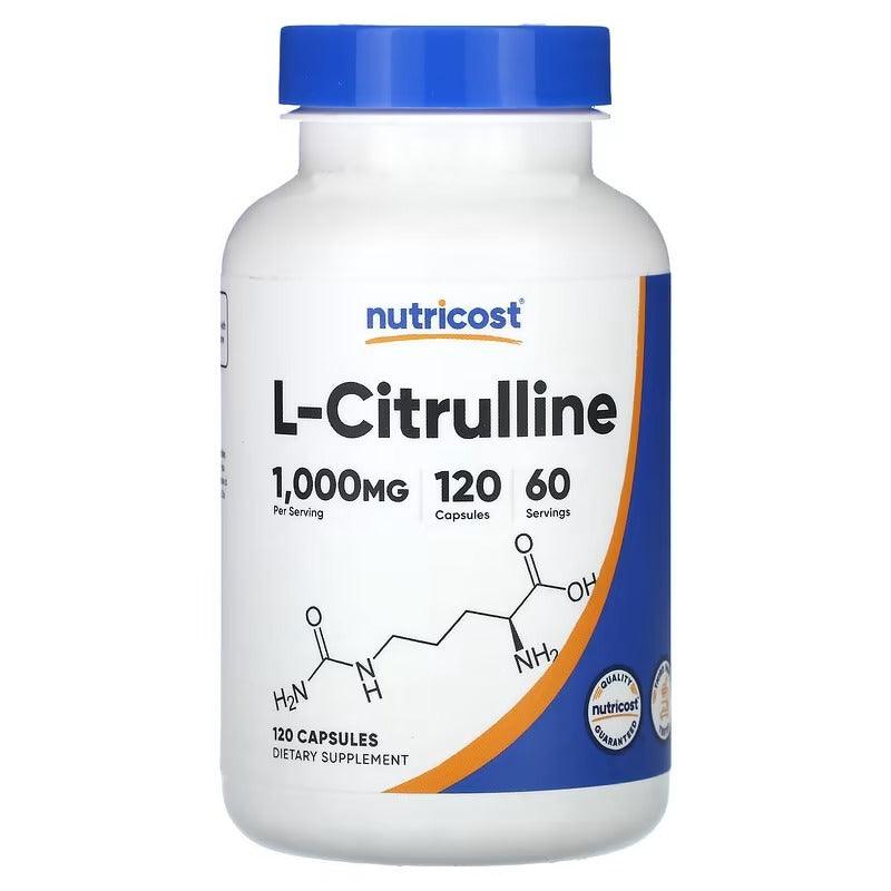 Nutricost L-Citrulline 1000 mg capsule bottle with blue cap