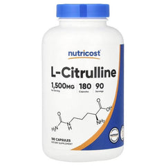 Nutricost L-Citrulline 1500 mg capsule bottle with blue cap