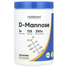D-Mannose powder supplement jar, unflavoured, 2g per serving, 250g