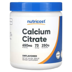 Nutricost Calcium Citrate Powder Unflavoured – Daily Mineral Support Supplement