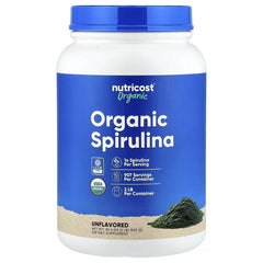 Nutricost Organic Spirulina Powder Unflavoured – Green Superfood Wellness Supplement