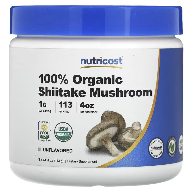 Nutricost Organic Shiitake Mushroom Powder Unflavoured – 100% Organic Mushroom Supplement (113g / 227g)