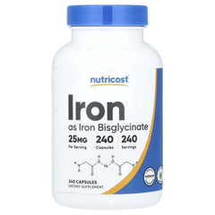 Nutricost Iron Capsules 25mg – Iron Supplement, 120 or 240 Capsules